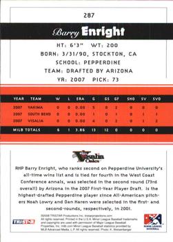 2008 TriStar PROjections #287 Barry Enright Back