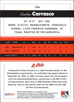 2008 TriStar PROjections #334 Carlos Carrasco Back