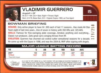2008 Bowman - Orange #15 Vladimir Guerrero Back
