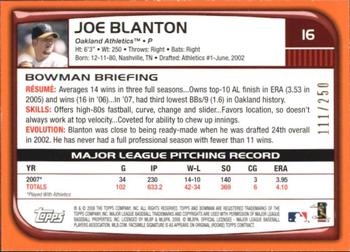 2008 Bowman - Orange #16 Joe Blanton Back