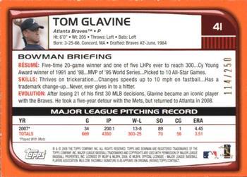2008 Bowman - Orange #41 Tom Glavine Back