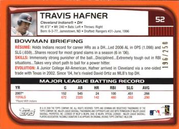 2008 Bowman - Orange #52 Travis Hafner Back