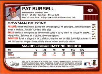 2008 Bowman - Orange #62 Pat Burrell Back