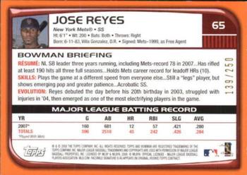 2008 Bowman - Orange #65 Jose Reyes Back