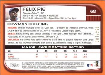 2008 Bowman - Orange #68 Felix Pie Back