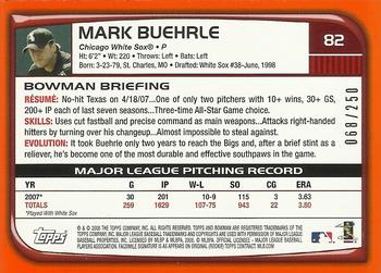 2008 Bowman - Orange #82 Mark Buehrle Back