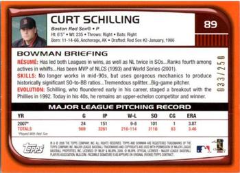 2008 Bowman - Orange #89 Curt Schilling Back