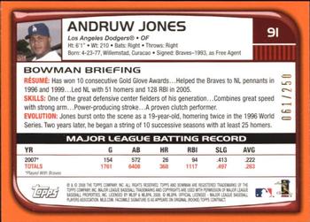 2008 Bowman - Orange #91 Andruw Jones Back