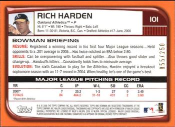2008 Bowman - Orange #101 Rich Harden Back