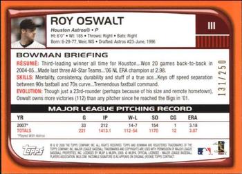 2008 Bowman - Orange #111 Roy Oswalt Back