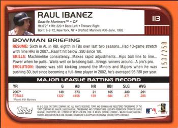 2008 Bowman - Orange #113 Raul Ibanez Back