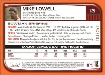2008 Bowman - Orange #121 Mike Lowell Back