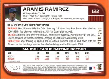 2008 Bowman - Orange #122 Aramis Ramirez Back