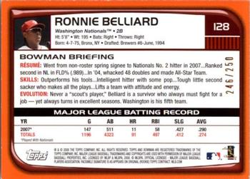 2008 Bowman - Orange #128 Ronnie Belliard Back