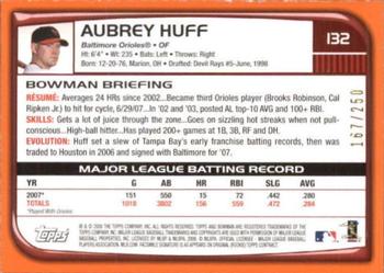 2008 Bowman - Orange #132 Aubrey Huff Back