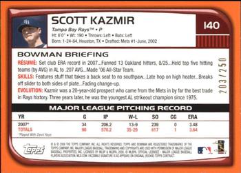 2008 Bowman - Orange #140 Scott Kazmir Back