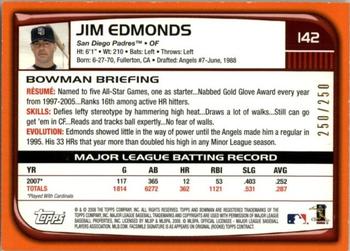 2008 Bowman - Orange #142 Jim Edmonds Back