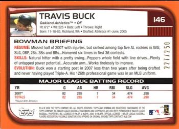 2008 Bowman - Orange #146 Travis Buck Back
