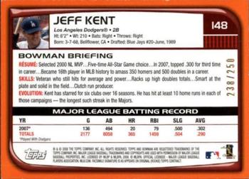 2008 Bowman - Orange #148 Jeff Kent Back