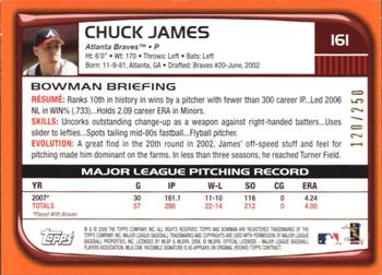 2008 Bowman - Orange #161 Chuck James Back