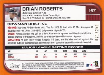 2008 Bowman - Orange #167 Brian Roberts Back