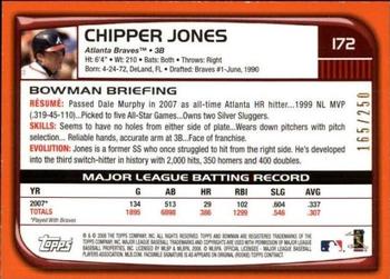 2008 Bowman - Orange #172 Chipper Jones Back