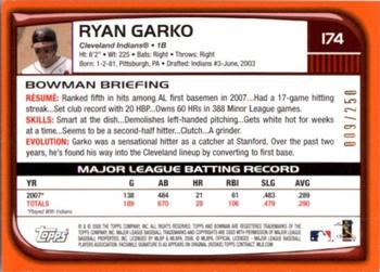 2008 Bowman - Orange #174 Ryan Garko Back