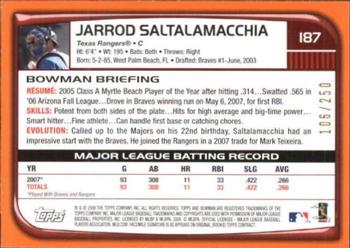 2008 Bowman - Orange #187 Jarrod Saltalamacchia Back