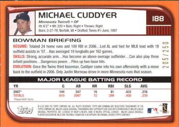 2008 Bowman - Orange #188 Michael Cuddyer Back