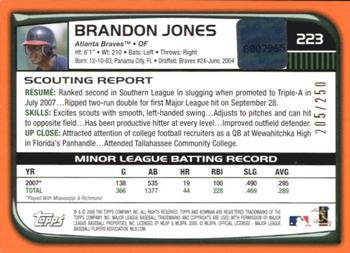 2008 Bowman - Orange #223 Brandon Jones Back