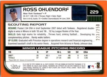 2008 Bowman - Orange #229 Ross Ohlendorf Back