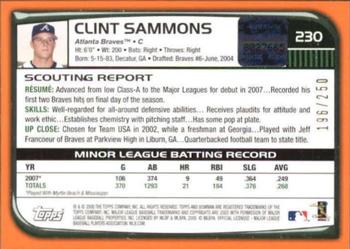 2008 Bowman - Orange #230 Clint Sammons Back