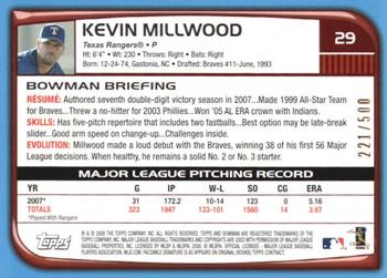 2008 Bowman - Blue #29 Kevin Millwood Back