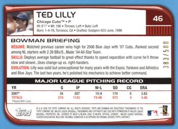 2008 Bowman - Blue #46 Ted Lilly Back
