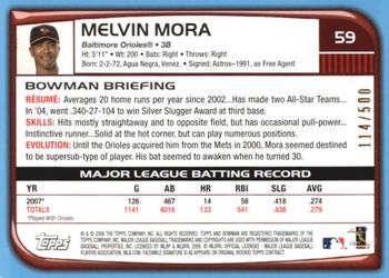 2008 Bowman - Blue #59 Melvin Mora Back