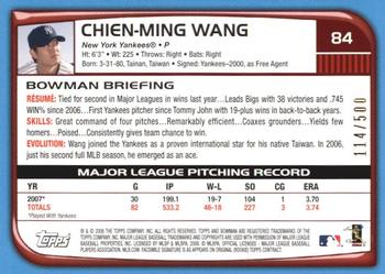 2008 Bowman - Blue #84 Chien-Ming Wang Back