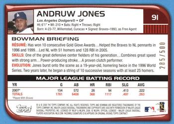 2008 Bowman - Blue #91 Andruw Jones Back