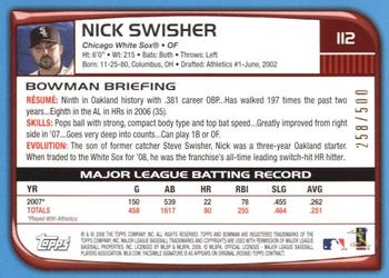 2008 Bowman - Blue #112 Nick Swisher Back