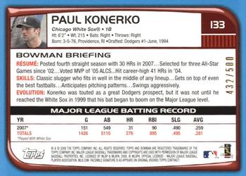 2008 Bowman - Blue #133 Paul Konerko Back