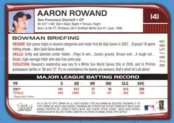 2008 Bowman - Blue #141 Aaron Rowand Back