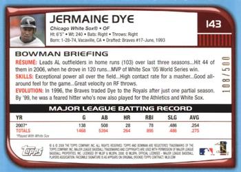 2008 Bowman - Blue #143 Jermaine Dye Back