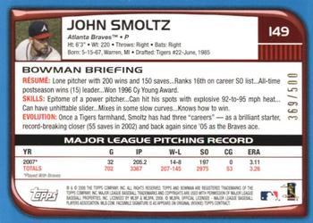 2008 Bowman - Blue #149 John Smoltz Back