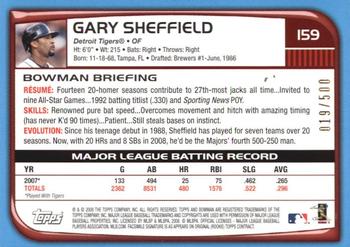 2008 Bowman - Blue #159 Gary Sheffield Back
