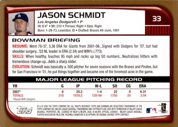 2008 Bowman - Gold #33 Jason Schmidt Back