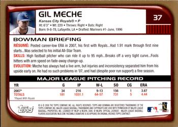 2008 Bowman - Gold #37 Gil Meche Back