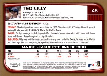 2008 Bowman - Gold #46 Ted Lilly Back