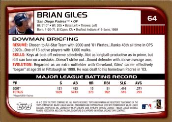 2008 Bowman - Gold #64 Brian Giles Back