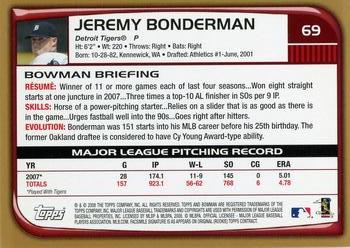 2008 Bowman - Gold #69 Jeremy Bonderman Back