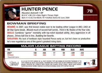 2008 Bowman - Gold #78 Hunter Pence Back
