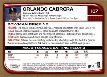 2008 Bowman - Gold #107 Orlando Cabrera Back